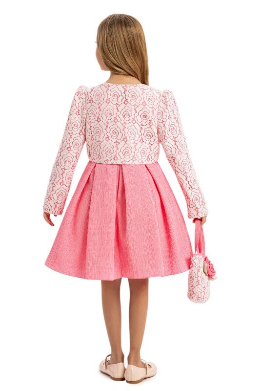 Pink Dress with Lace Bolero and Matching Bag 3-7 AGE - 8