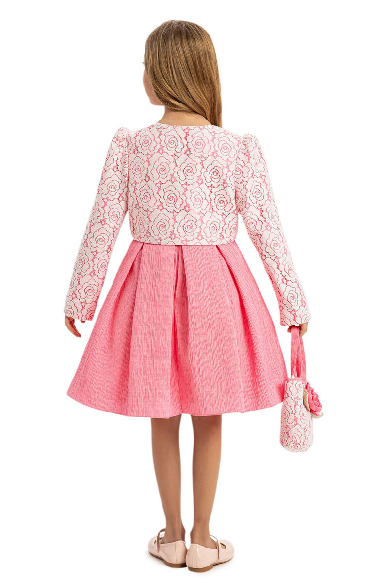 Pink Dress with Lace Bolero and Matching Bag 3-7 AGE - 8