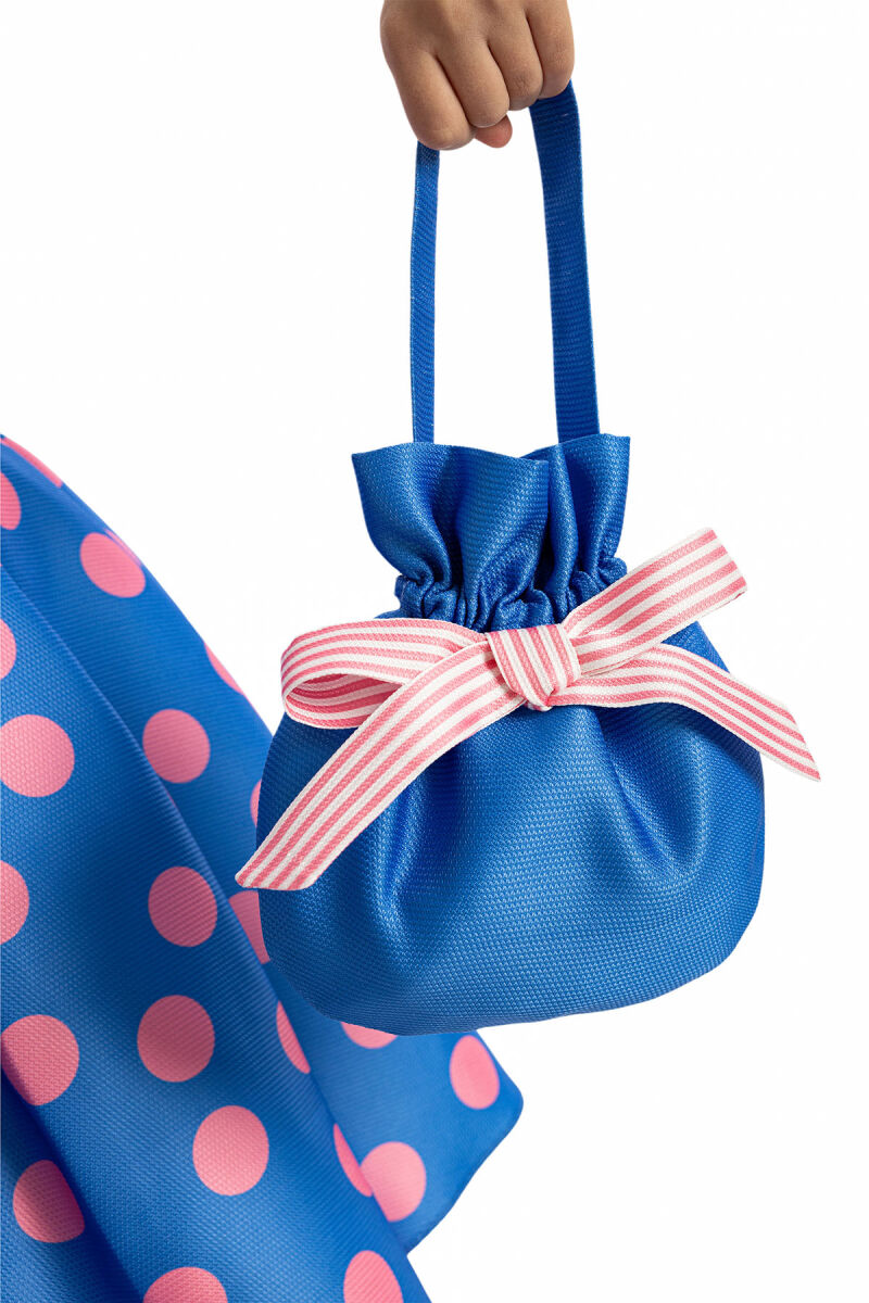 Blue Polka Dot Dress with Matching Bag 3-7 AGE - 8