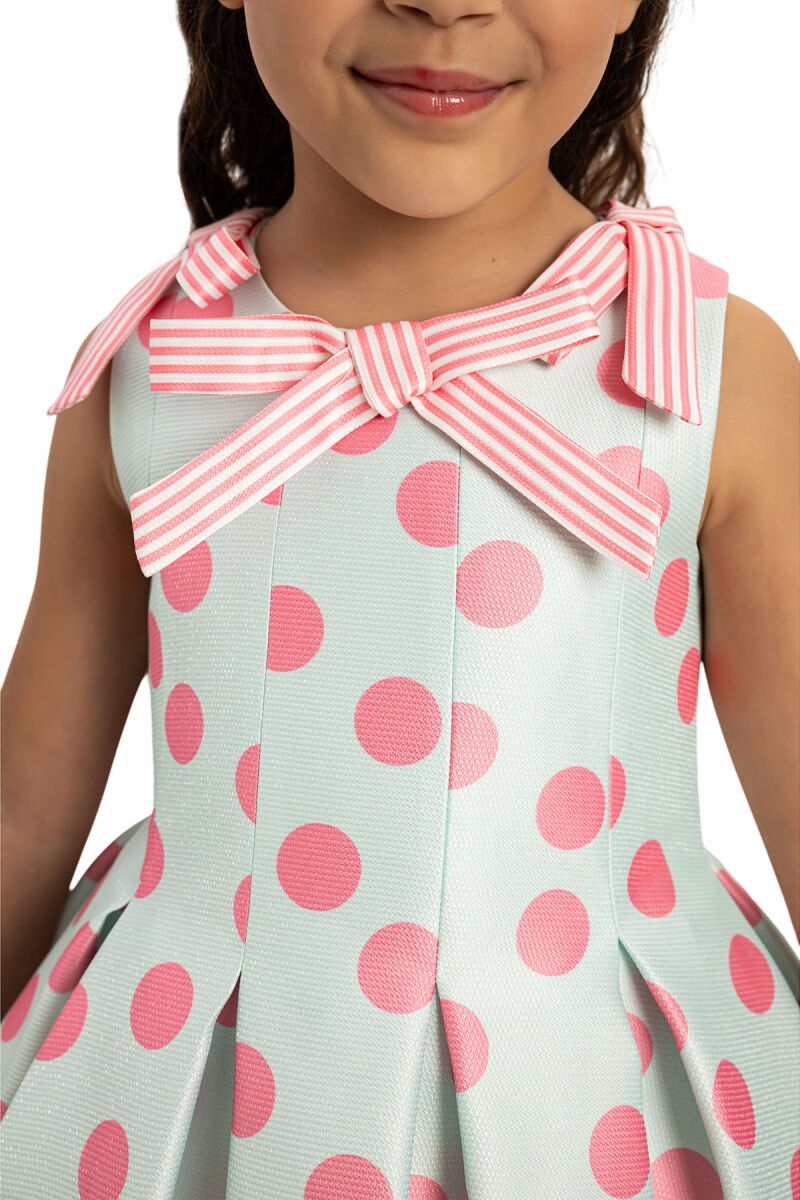 Mint Polka Dot Dress with Matching Bag 3-7 AGE - 3