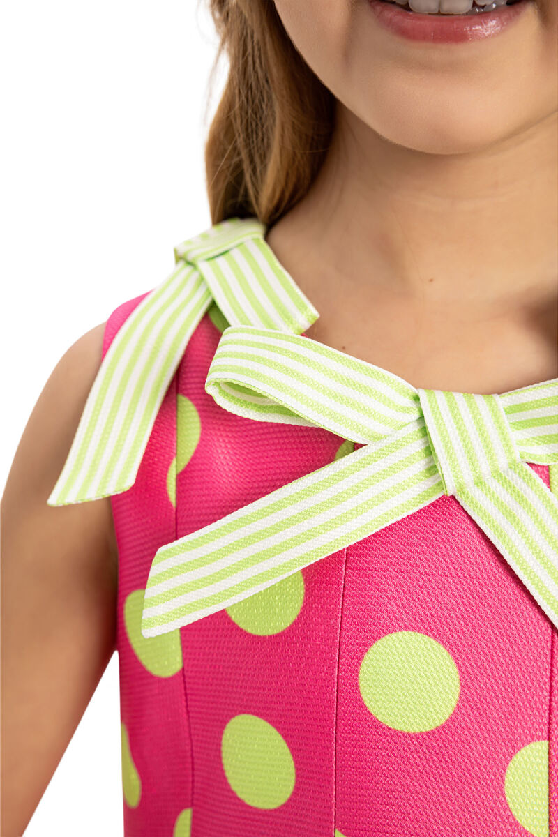 Fuchsia Polka Dot Dress with Matching Bag 3-7 AGE - 6