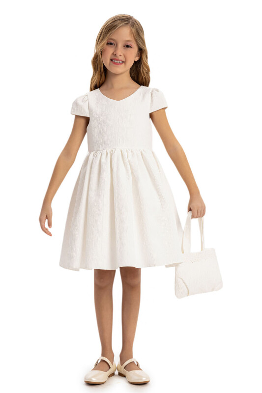 Ecru Elegant Dress with Bolero and Bag 3-7 AGE - 7