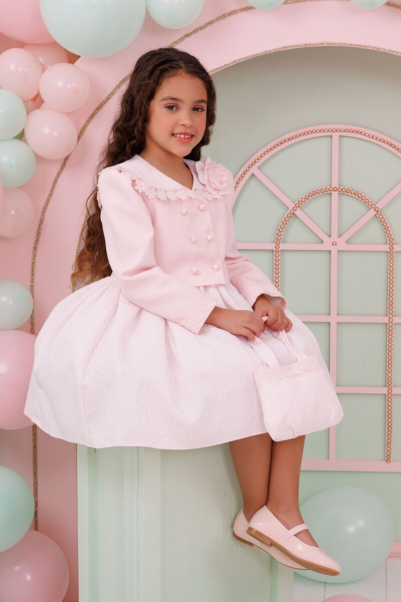 Powder Elegant Dress with Bolero and Bag 3-7 AGE - 3