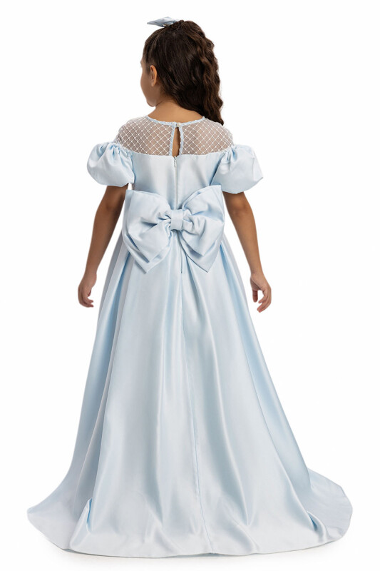 Blue Satin Girls Dress 3-7 AGE - 7