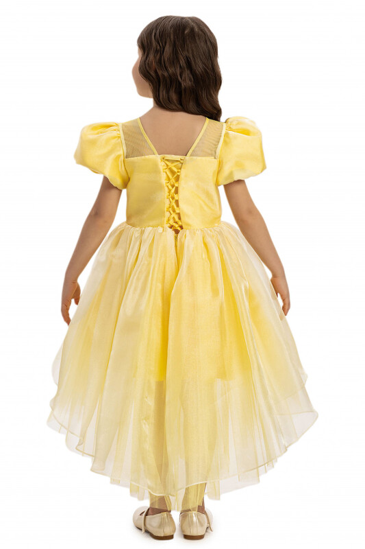 Yellow Girls Floral Satin Dress 3-7 AGE - 6