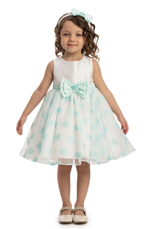 Mint Baby Dress with Matching Hair Bow 6-24 MONTH 