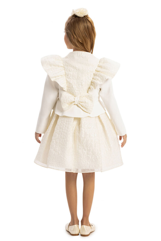 Ecru Dress with Jacket and Hair Accessory 3-7 AGE - 8