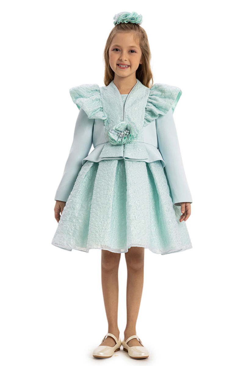 Blue Dress with Jacket and Hair Accessory 3-7 AGE - 3