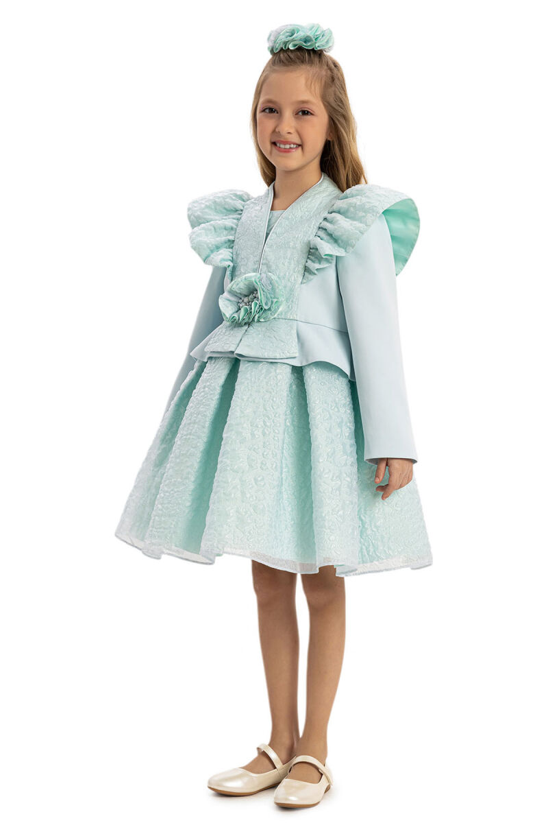 Blue Dress with Jacket and Hair Accessory 3-7 AGE - 4