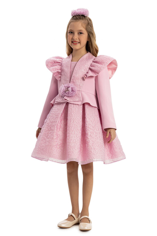 Powder Dress with Jacket and Hair Accessory 3-7 AGE - 5