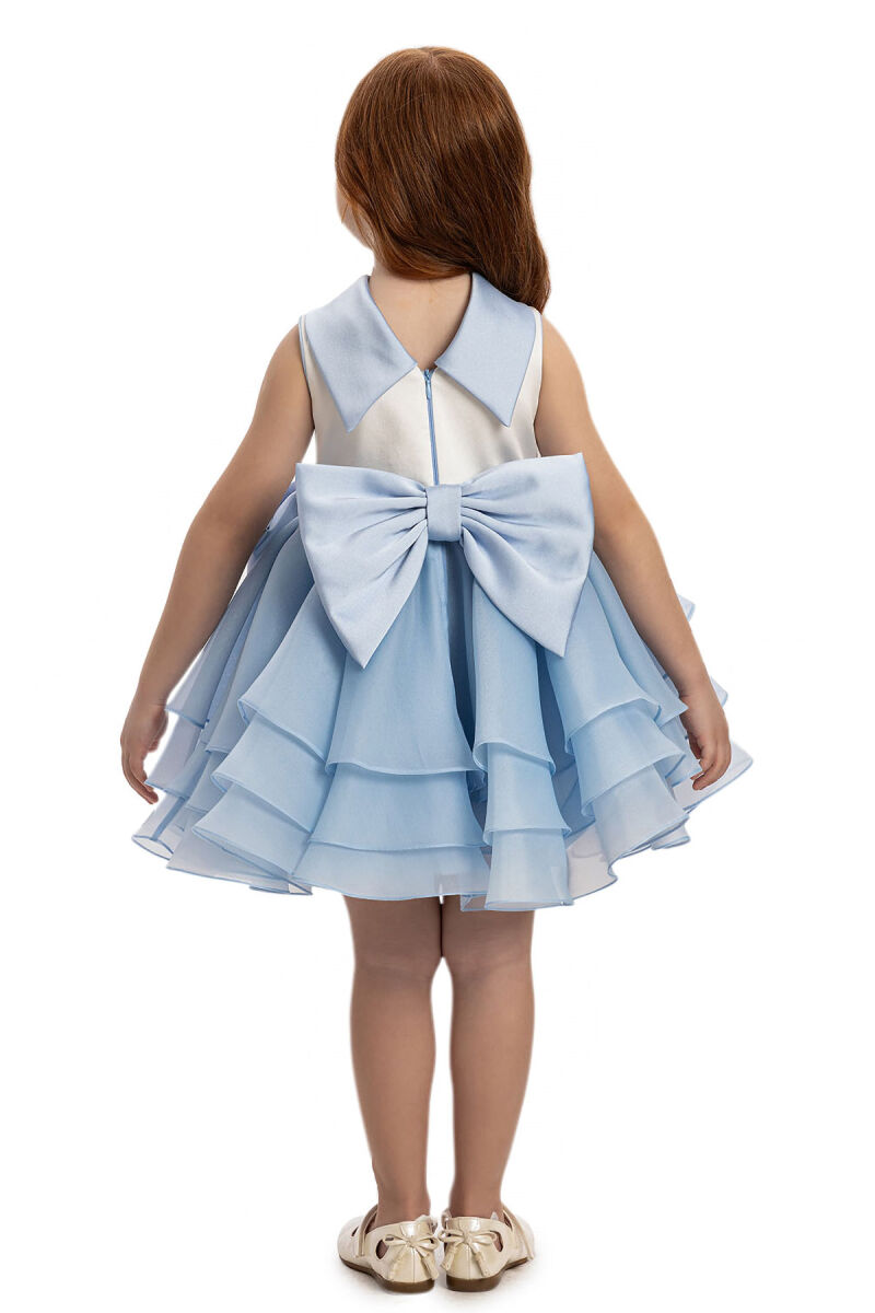 Blue Baby Girl Satin Dress 6-24 MONTH - 7