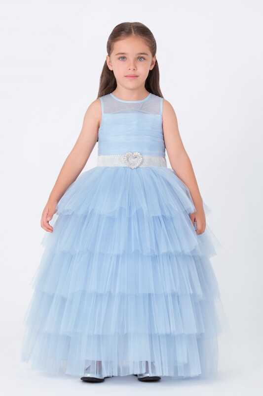 Blue Girls Maxi Tulle Dress 3-7 AGE 