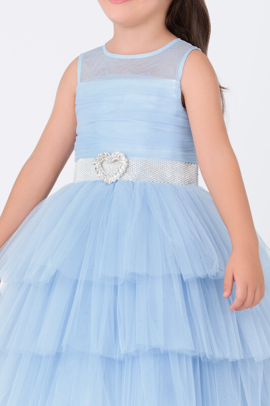 Blue Girls Maxi Tulle Dress 3-7 AGE - 2