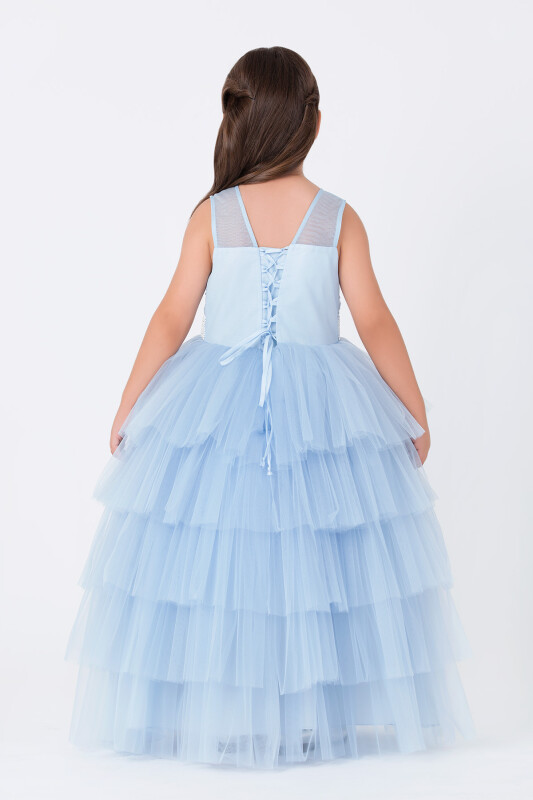 Blue Girls Maxi Tulle Dress 3-7 AGE - 3