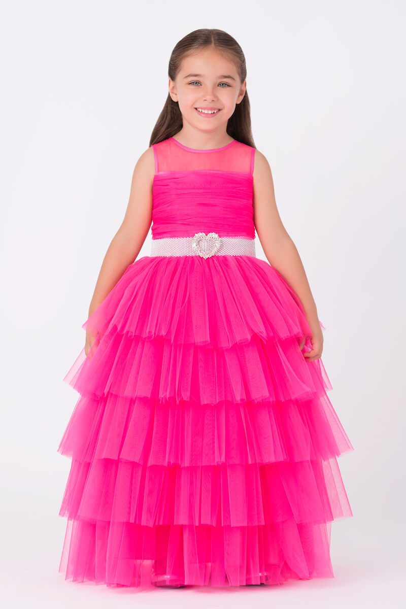 Fuchsia Girls Maxi Tulle Dress 3-7 AGE - 1