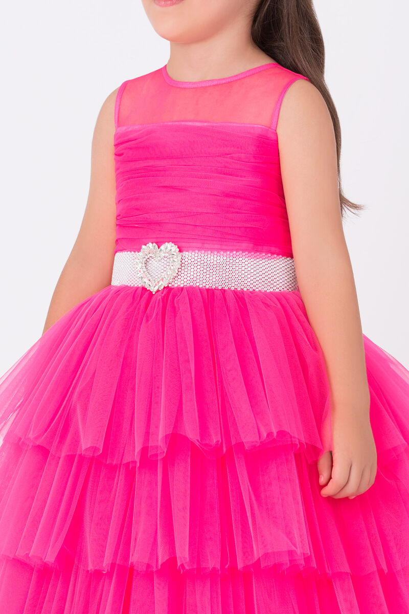 Fuchsia Girls Maxi Tulle Dress 3-7 AGE - 2