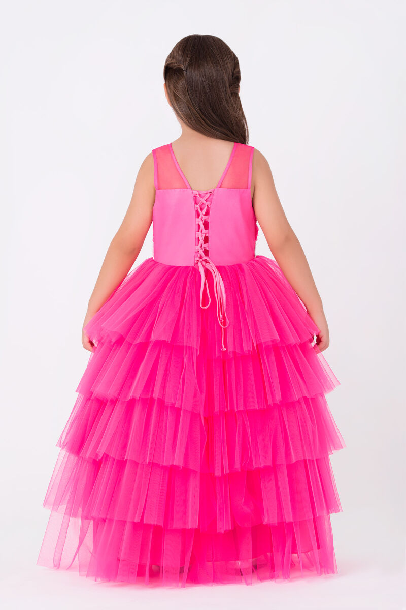 Fuchsia Girls Maxi Tulle Dress 3-7 AGE - 3