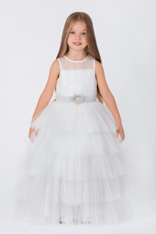 Ecru Girls Maxi Tulle Dress 3-7 AGE 