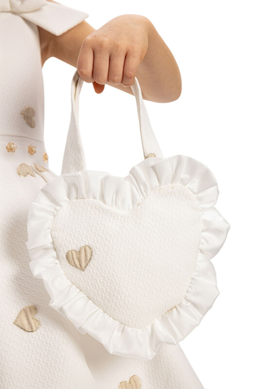 Beige Girls Dress and Matching Heart Bag 3-7 AGE - 5