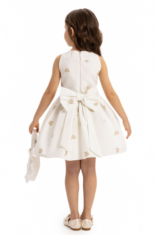 Beige Girls Dress and Matching Heart Bag 3-7 AGE - 6