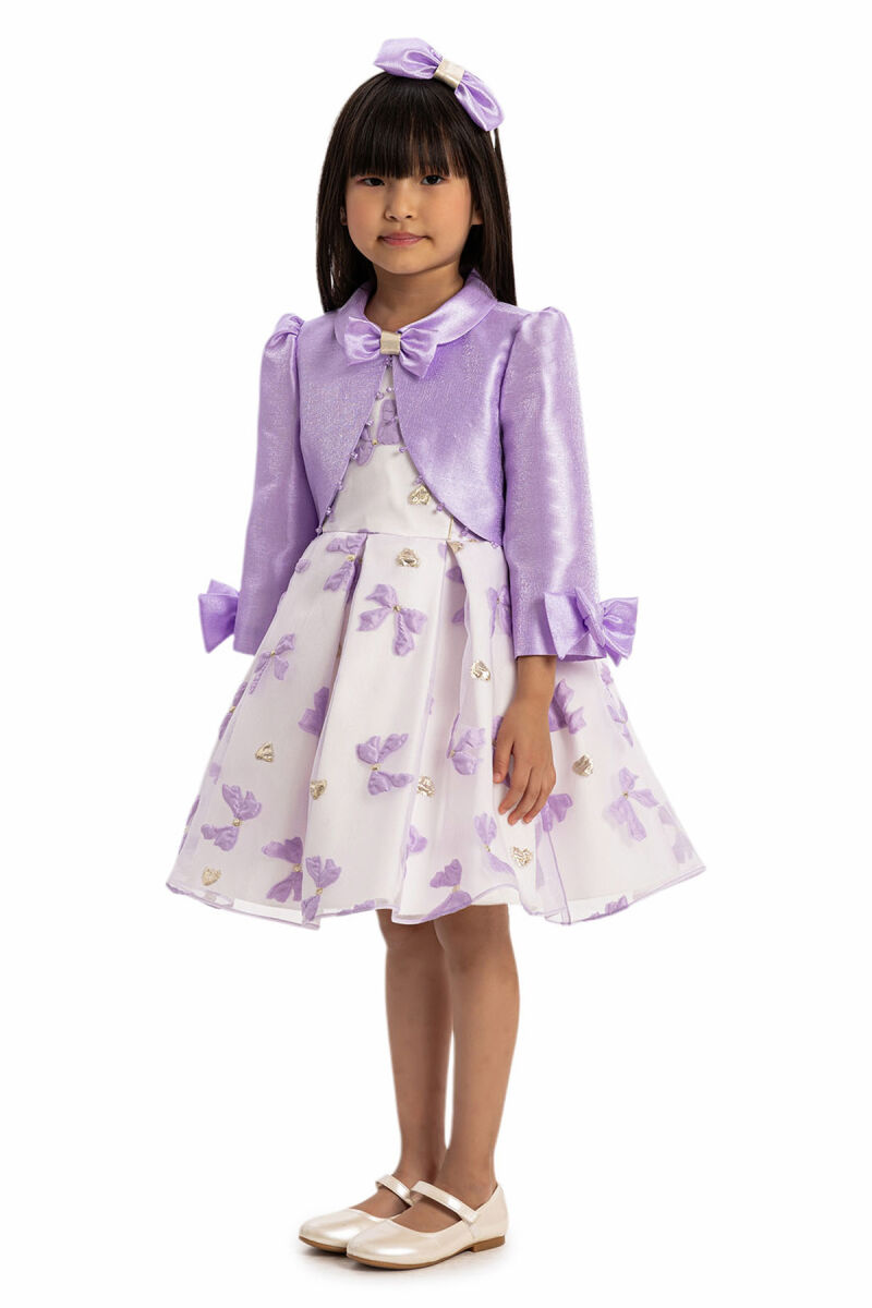 Lilac Bow Dress with Bolero and Hair Accessory 3-7 AGE - 4