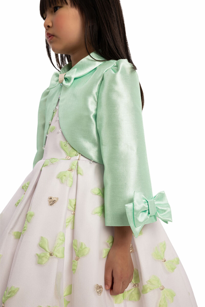 Green Bow Dress with Bolero and Hair Accessory 3-7 AGE - 7