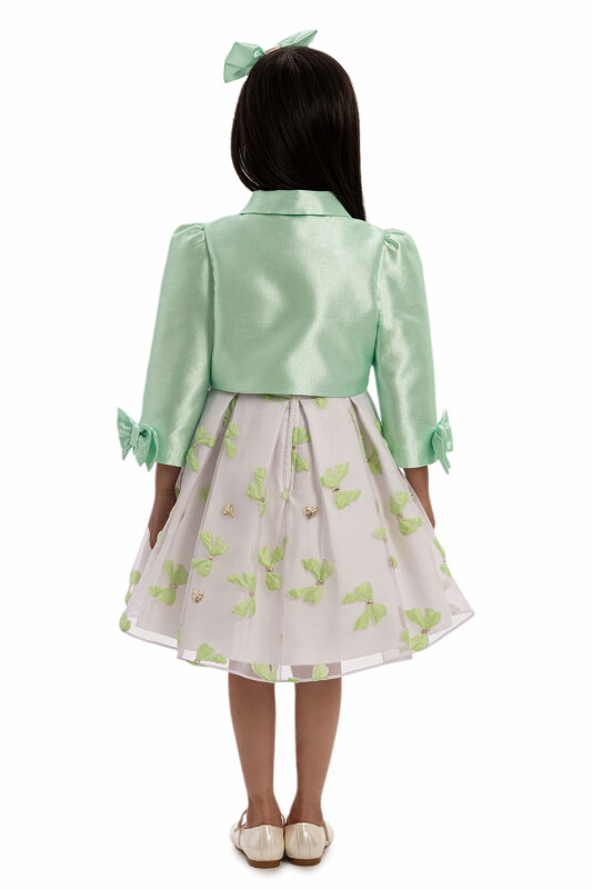 Green Bow Dress with Bolero and Hair Accessory 3-7 AGE - 9