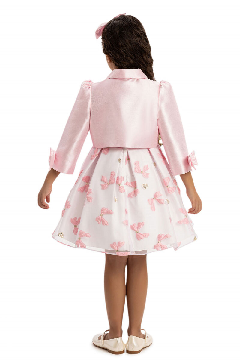 Pink Bow Dress with Bolero and Hair Accessory 3-7 AGE - 9