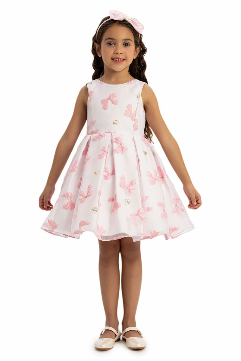 Pink Bow Dress with Bolero and Hair Accessory 3-7 AGE - 10