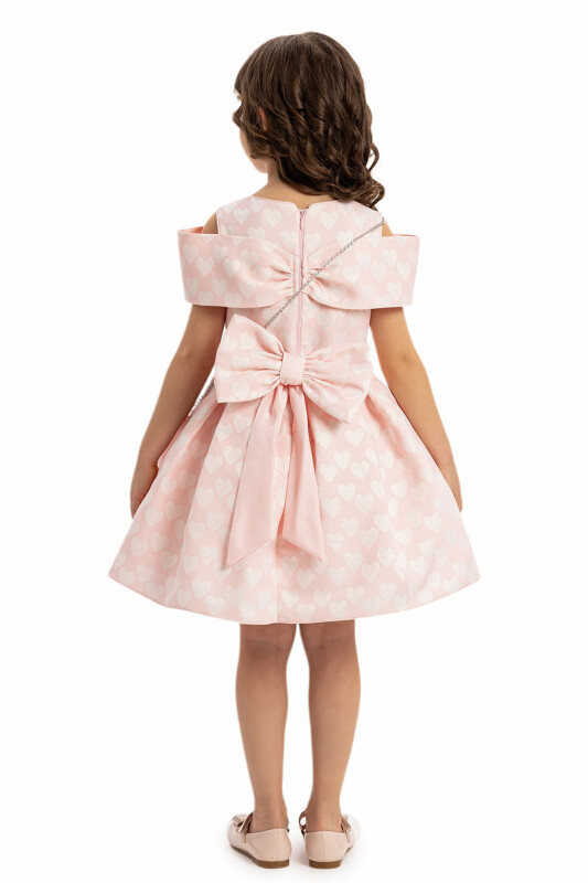 Powder Heart Pattern Dress with Matching Bag 3-7 AGE - 8