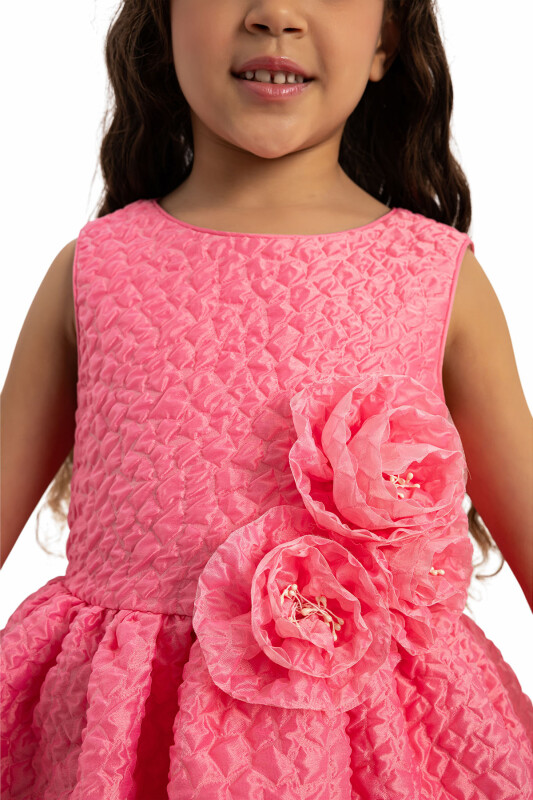 Fuchsia Textured Dress with Matching Bag 3-7 AGE - 6