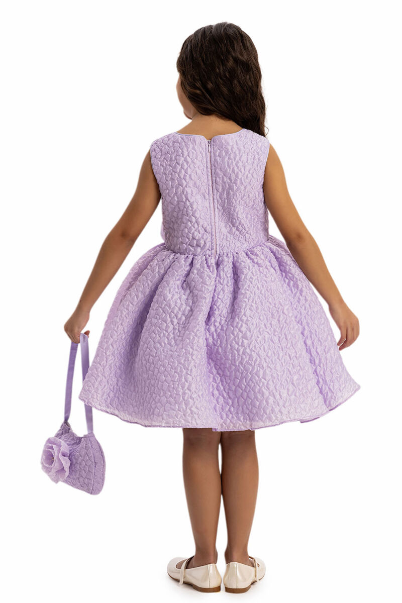 Lilac Textured Dress with Matching Bag 3-7 AGE - 9