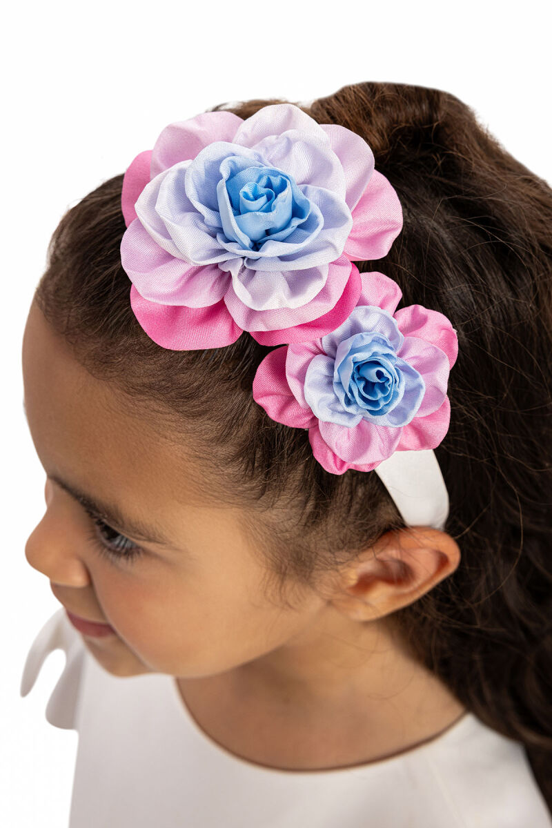 Fuchsia Ombre Satin Dress with Floral Hair Accessory 3-7 AGE - 8