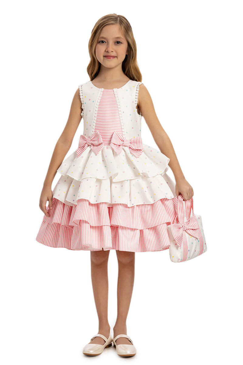 Fuchsia Polka Dot Layered Dress 3-7 AGE - 3