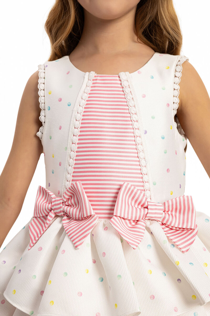 Fuchsia Polka Dot Layered Dress 3-7 AGE - 5