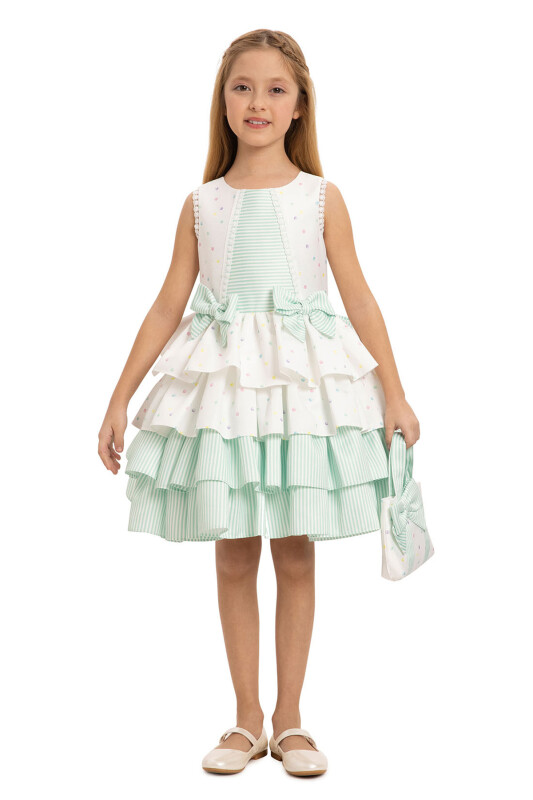 Green Polka Dot Layered Dress 3-7 AGE 