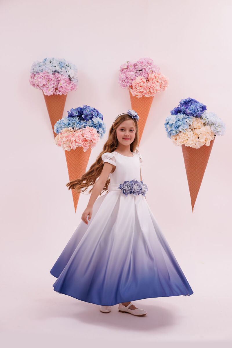 Blue Satin Ombre Dress 8-14 AGE - 2