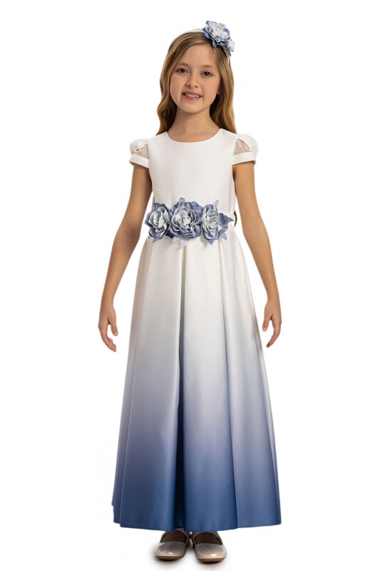 Blue Satin Ombre Dress 8-14 AGE - 5