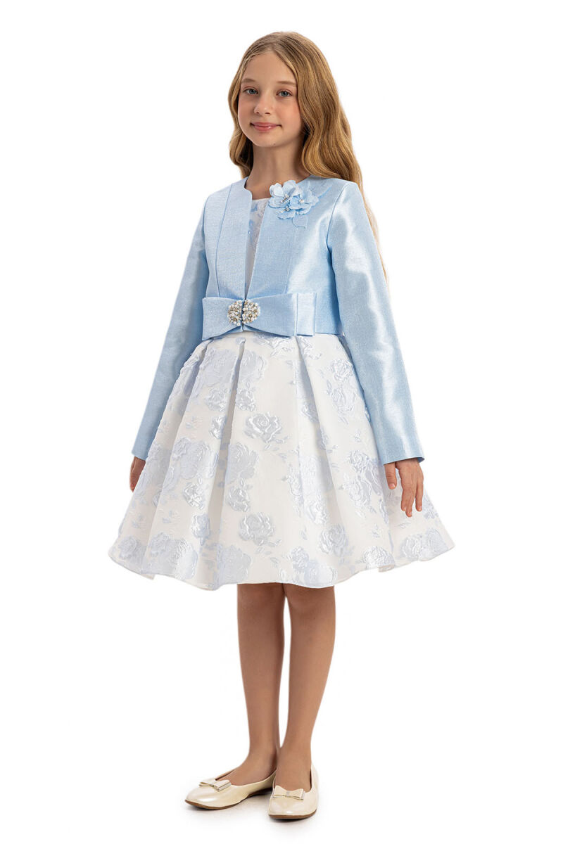 Blue Dress with Elegant Matching Bolero 8-14 AGE - 5