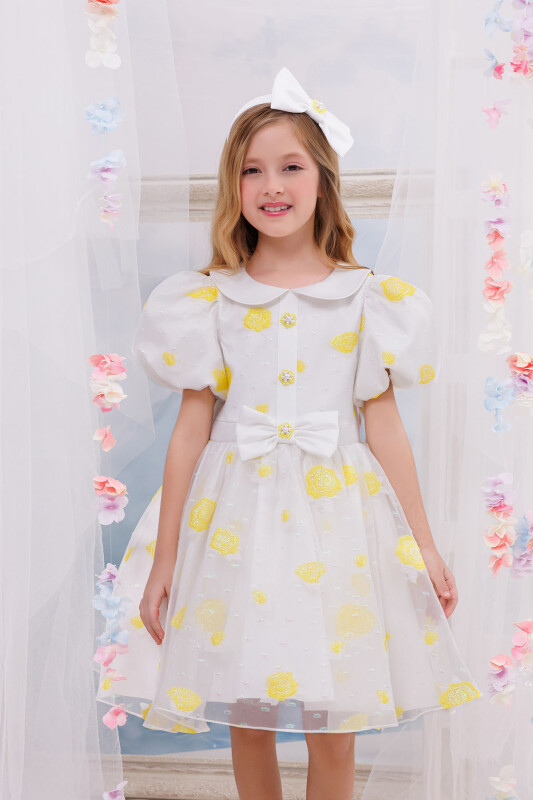 Yellow Dress with Hair Accessory 3-7 AGE 