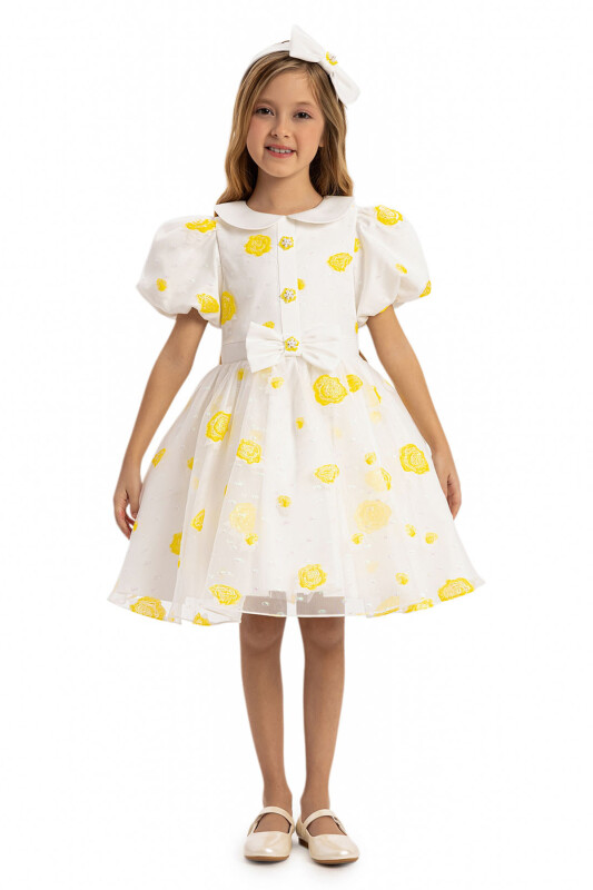 Yellow Dress with Hair Accessory 3-7 AGE - 3