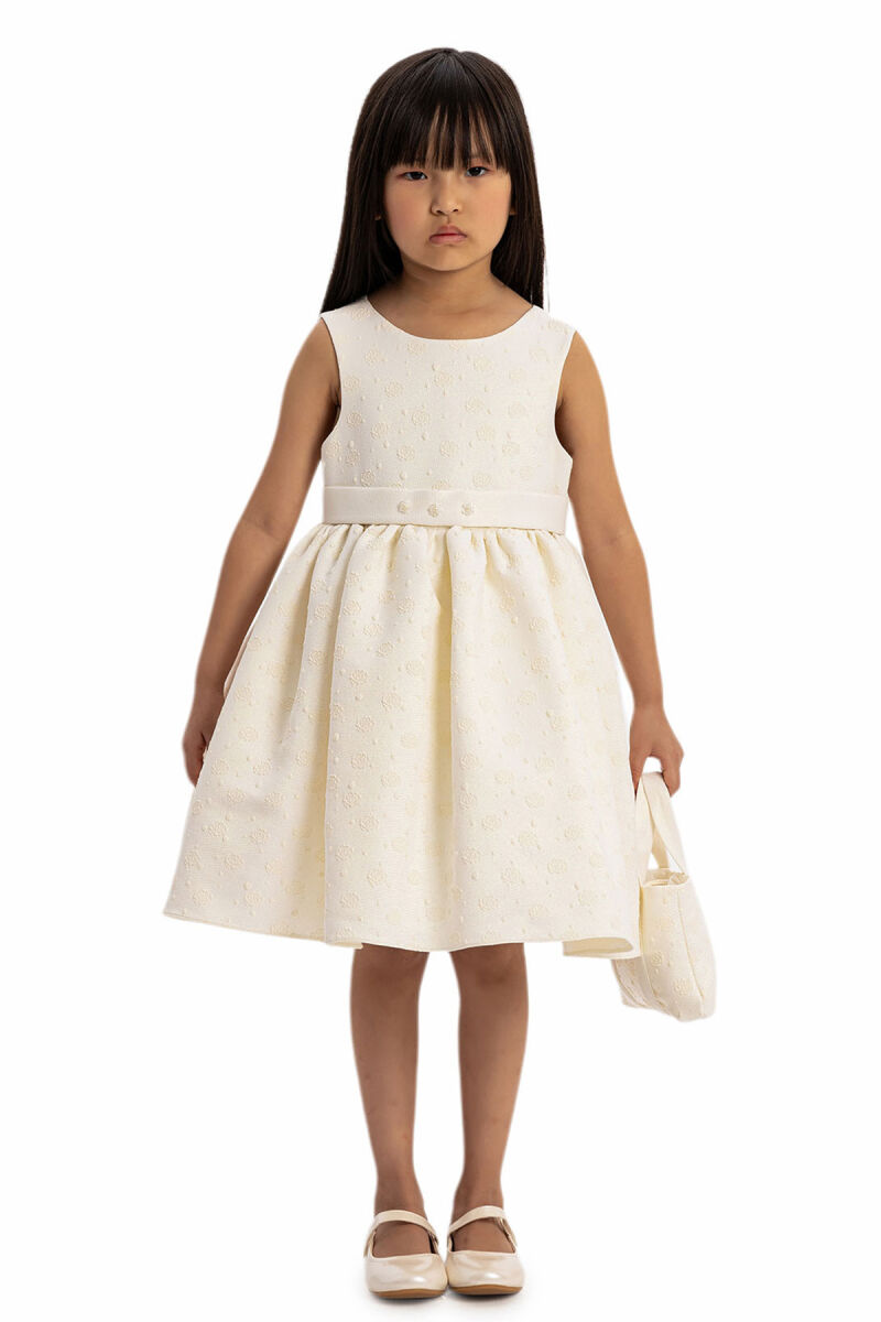 Ecru Dress Set with Bolero and Matching Bag 3-7 AGE - 7