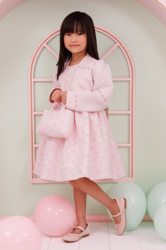 Powder Dress Set with Bolero and Matching Bag 3-7 AGE 