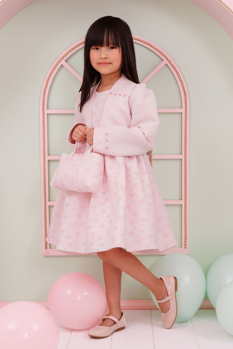 Powder Dress Set with Bolero and Matching Bag 3-7 AGE - 1