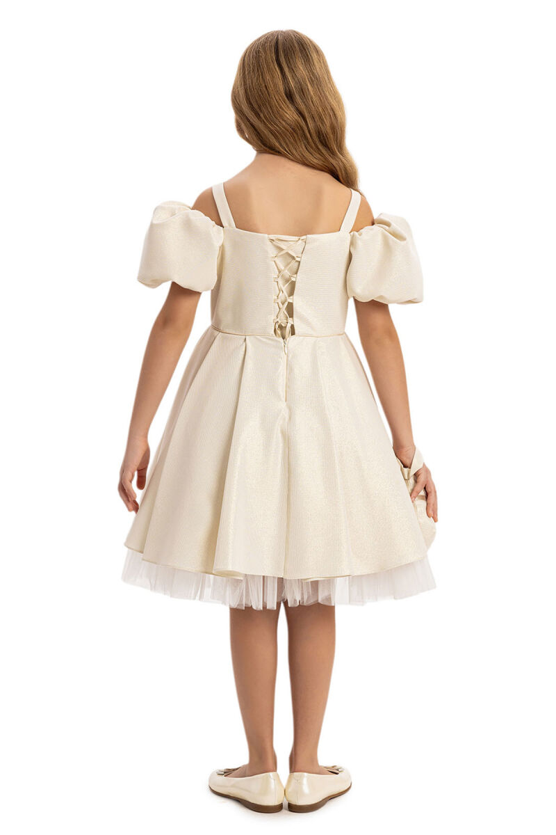 Beige Girls Dress with Bag 8-14 AGE - 9