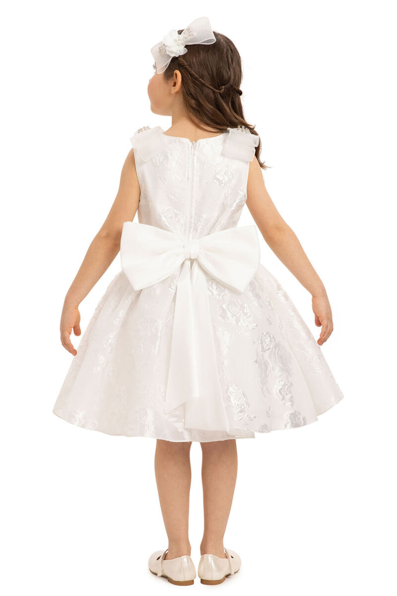 Ecru Jacquard Dress with Tulle Cape 3-7 AGE - 8