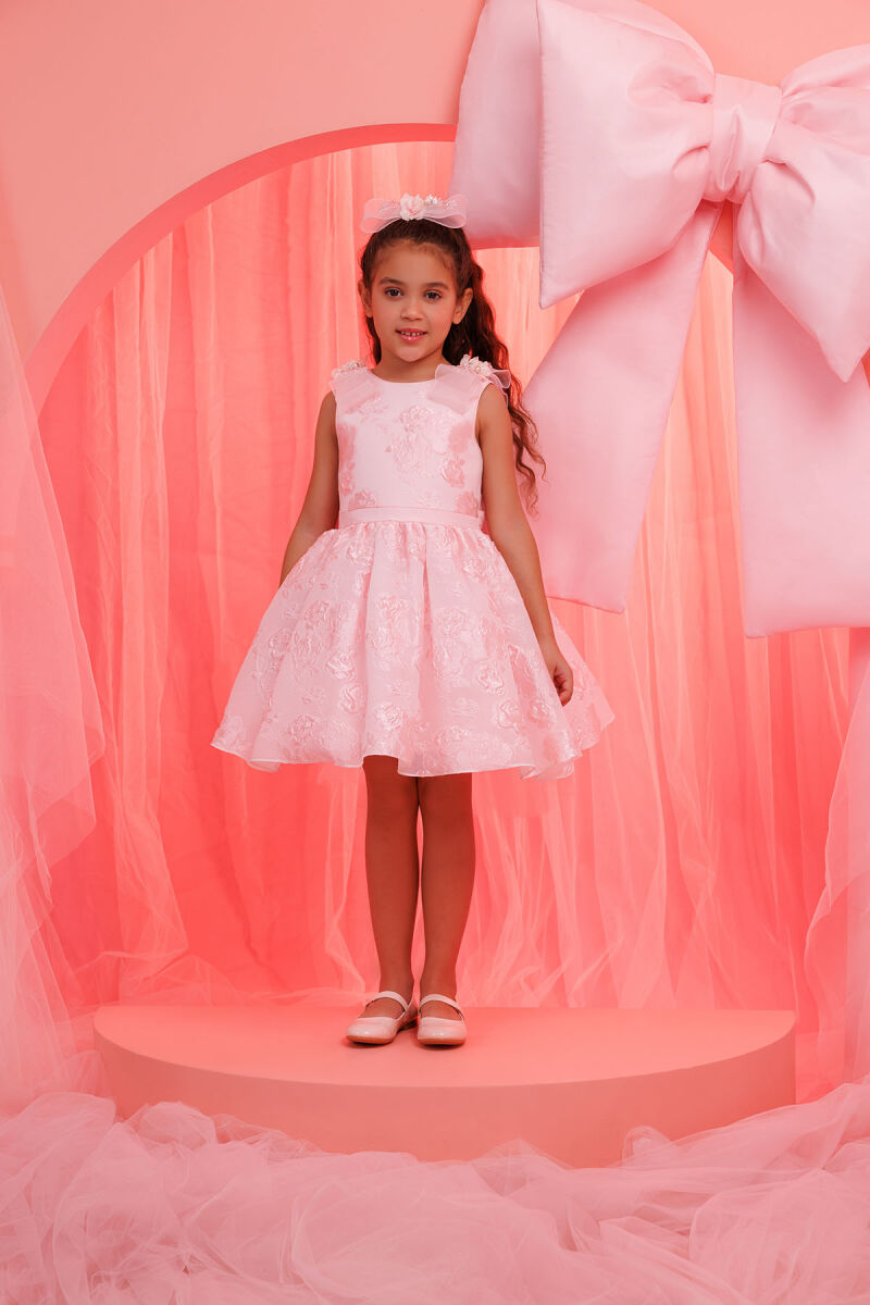 Powder Jacquard Dress with Tulle Cape 3-7 AGE - 2