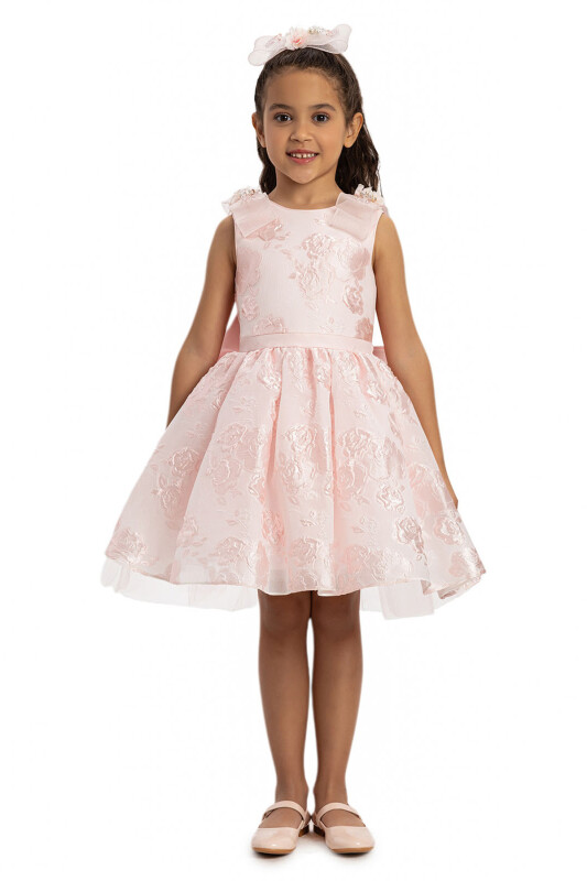 Powder Jacquard Dress with Tulle Cape 3-7 AGE - 4