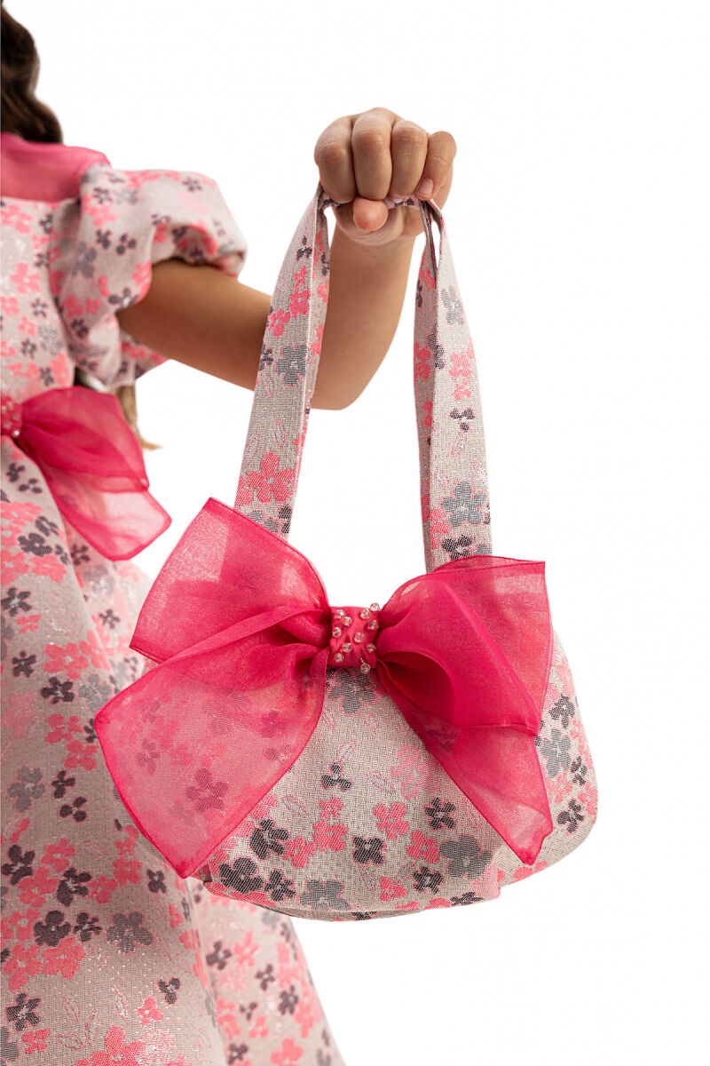 Pink Floral Dress with Matching Bag 3-7 AGE - 8