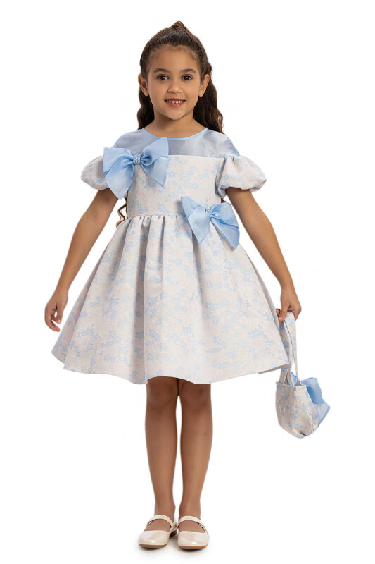 Blue Floral Dress with Matching Bag 3-7 AGE 